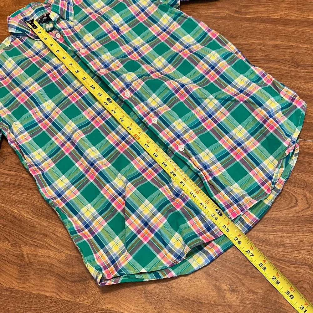 Ralph Lauren Boys Short Sleeve Plaid Preppy Button Down Size L 16/18